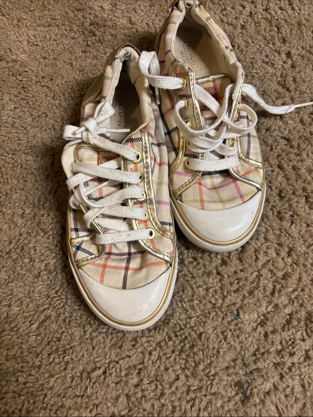 Coach Barrett plaid sneakers size 6b lace up